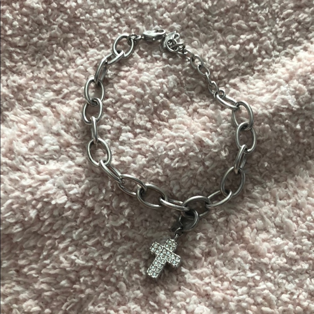 Swarovski cross charm & charm bracelet